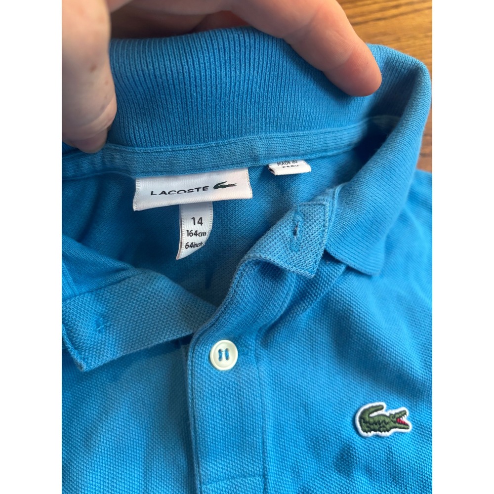 Lacoste Kids Pique Polo Shirt Classic Preppy School Uniform Size 14 - Picture 2 of 5